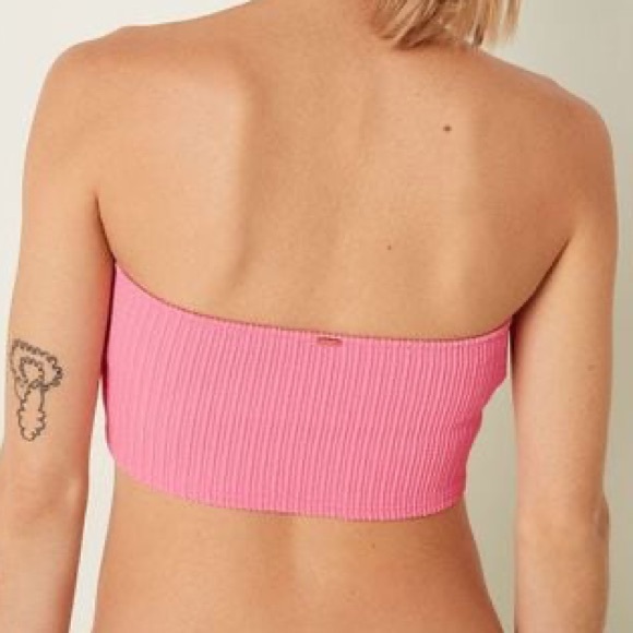 Victoria's Secret PINK Crinkle Bikini Top - Barbie Bandeau Strapless Swim Top - Picture 3 of 5